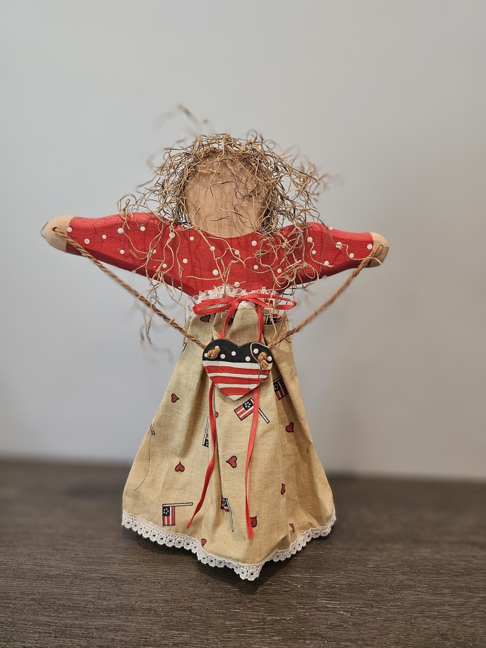 Primitive Americana Doll - Patriotic 4th of July Folk Art Shelf Sitter